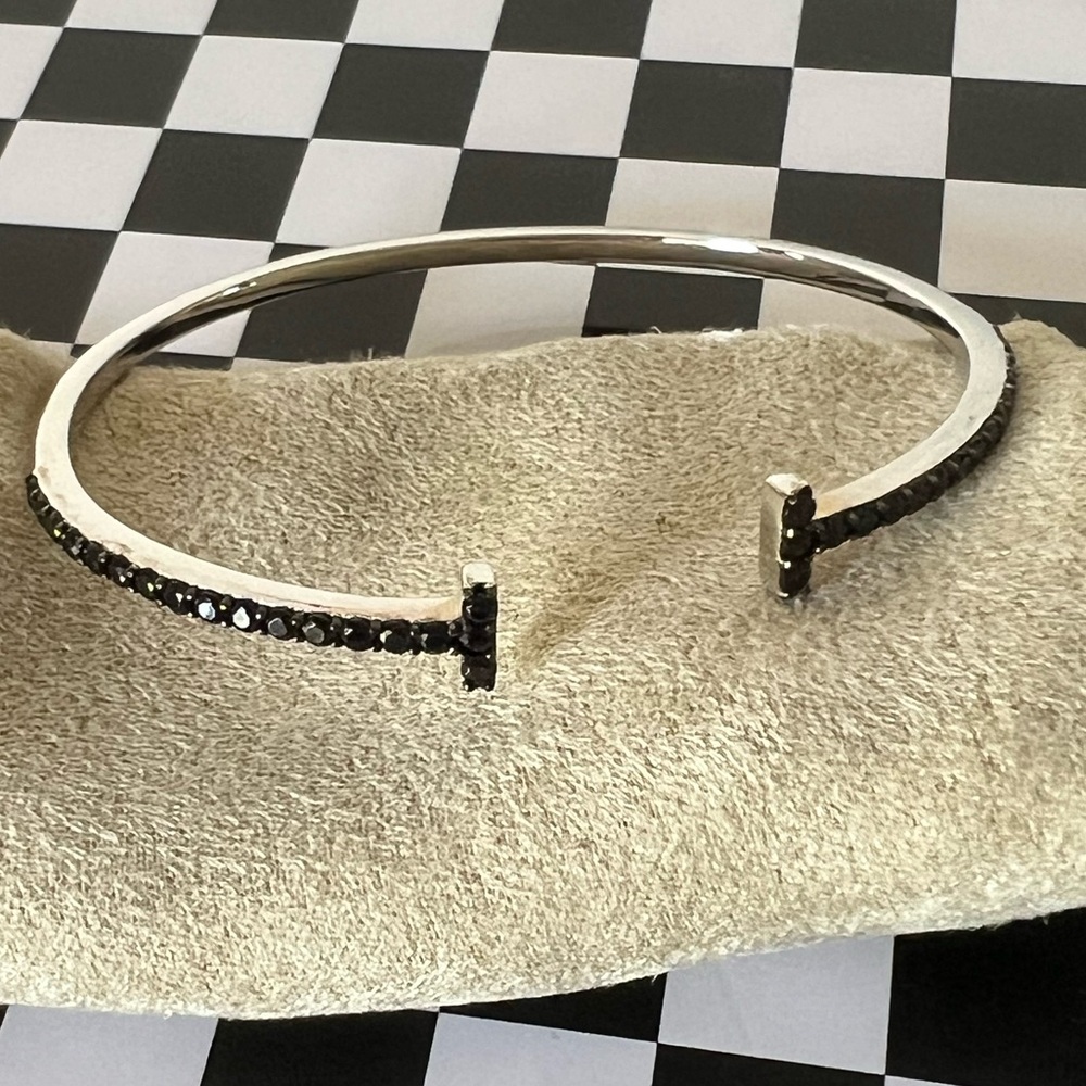 Black Spinel 🖤 Sterling Silver Cuff Bracelet ✝️